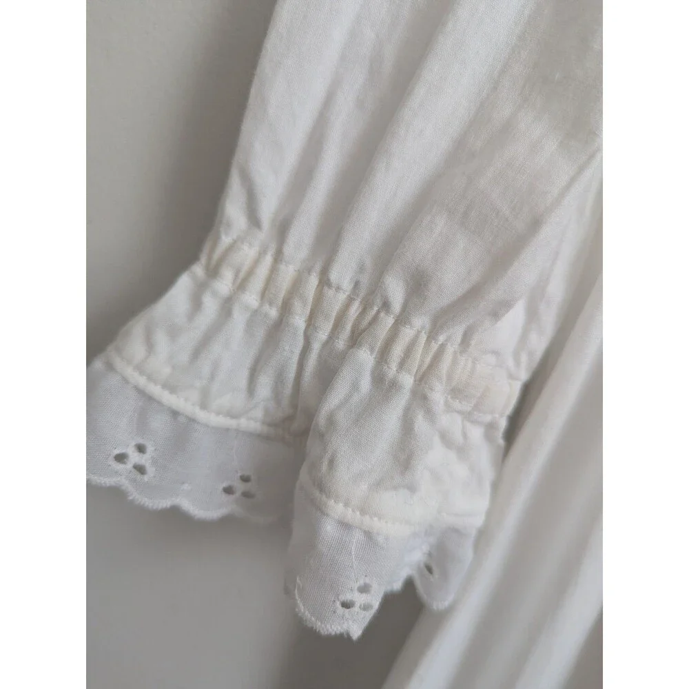 Vintage Handmade Baptism Christening Gown Slip White Cotton Eyelet Lace 31